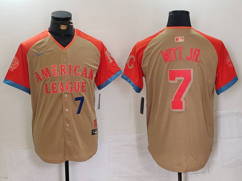 Men Kansas City Royals 7 Witt jr Orange All star 2024 Nike MLB Jersey style 3